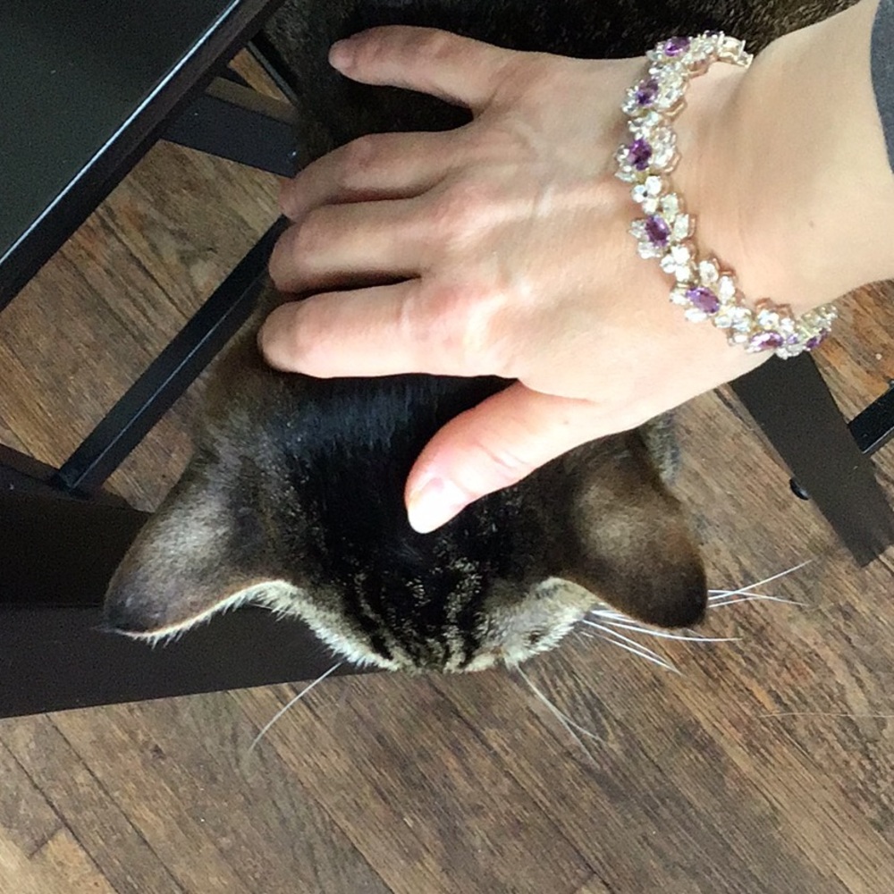 Amethyst, CZ and Silver Bracelet - Picture 4 of 5